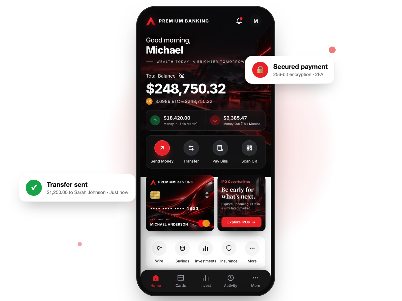 User dashboard on mobile